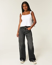High-Rise Washed Black Baggy Jeans