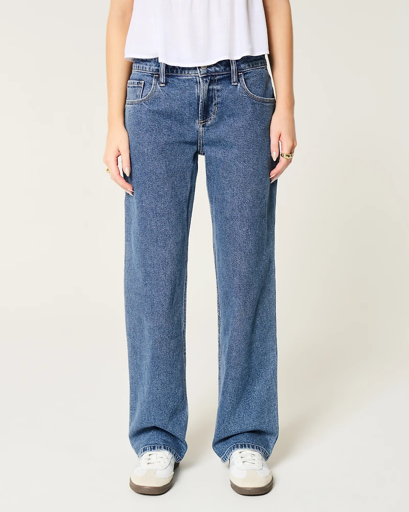 Low-Rise Medium Wash Relaxed Straight Jeans