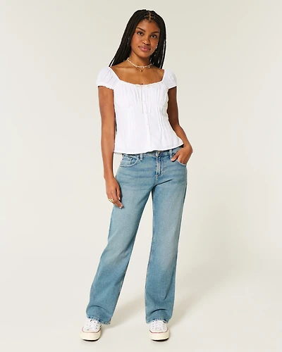 Low-Rise Relaxed Straight Jeans