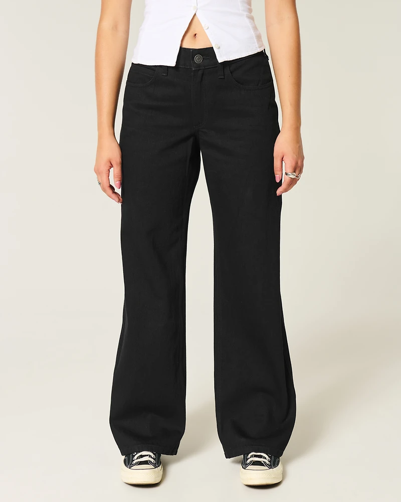 Curvy Mid-Rise Black Baggy Jeans