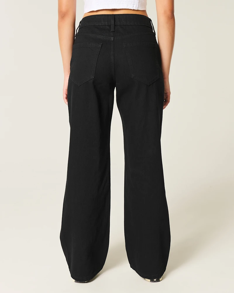 Curvy Mid-Rise Black Baggy Jeans