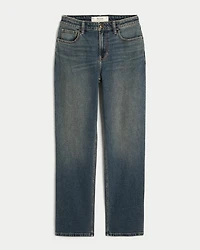 High-Rise Dark Wash Straight Jeans