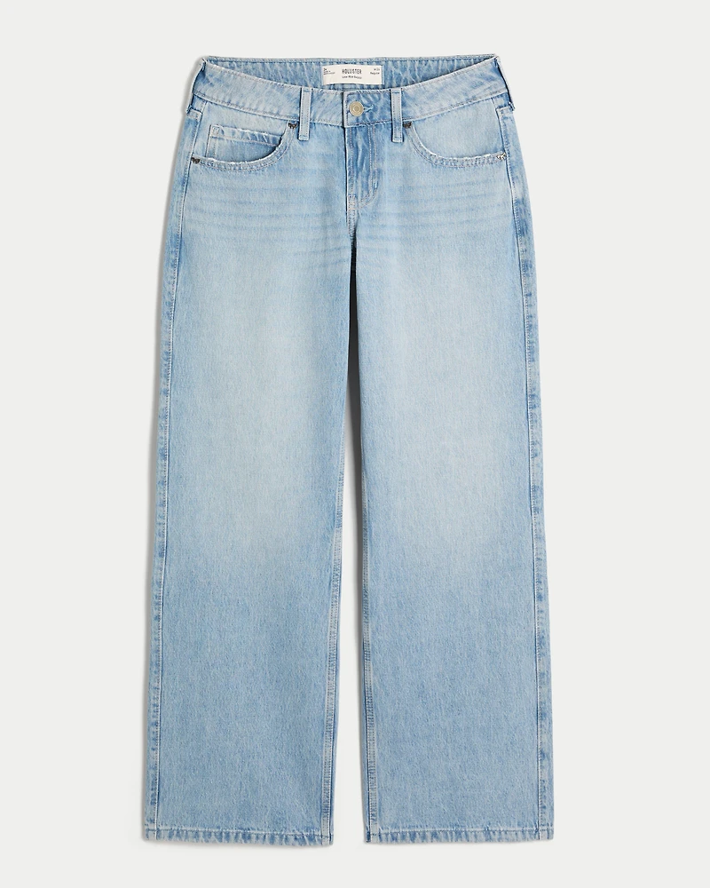 Low-Rise Light Wash Studded Bows Baggy Jeans