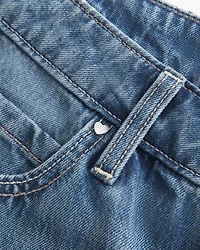 Low-Rise Medium Wash Studded Hearts Baggy Jeans