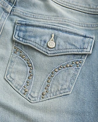 Ultra Low-Rise Studded Bootcut Jeans