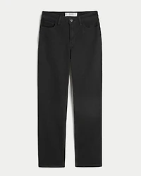 High-Rise Black Straight Jeans