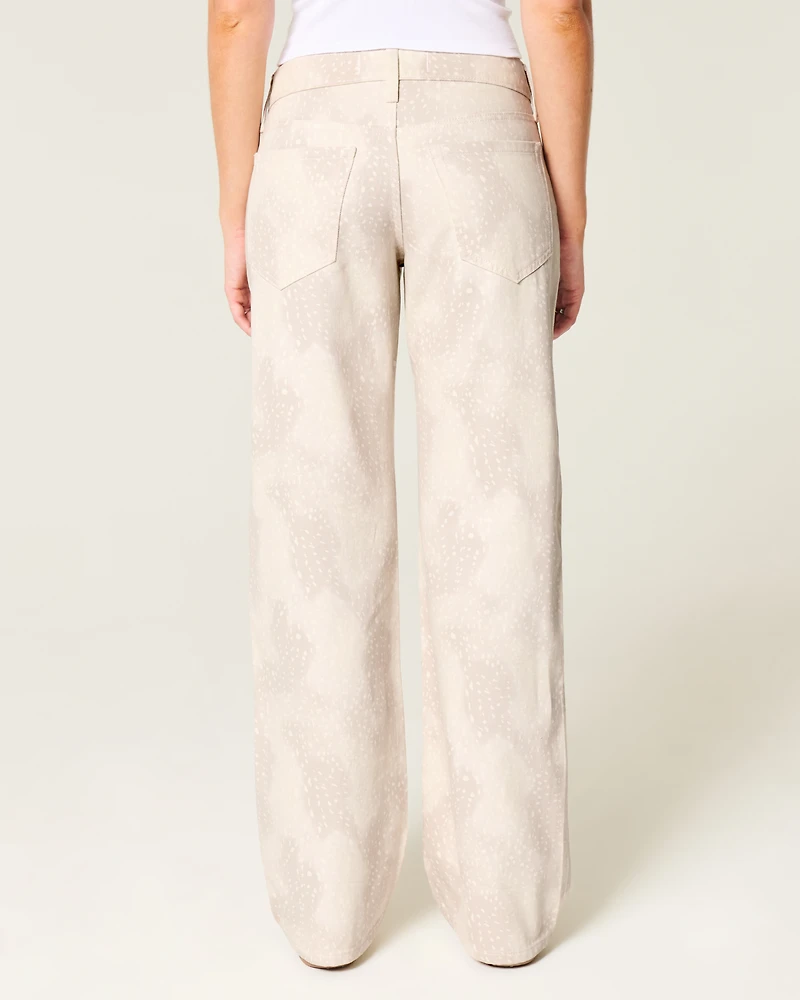 Low-Rise Doe Print Baggy Jeans