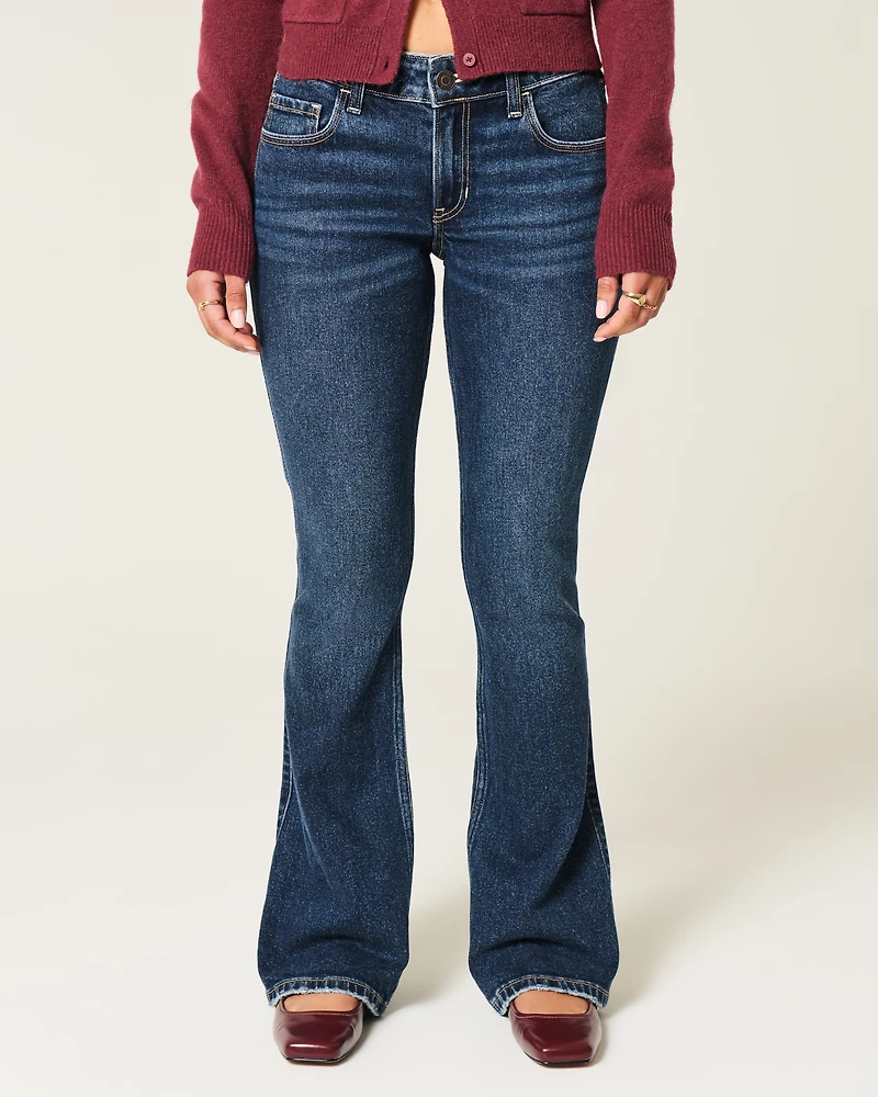 Low-Rise Dark Wash Shine Pockets Bootcut Jeans