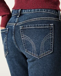 Low-Rise Dark Wash Shine Pockets Bootcut Jeans