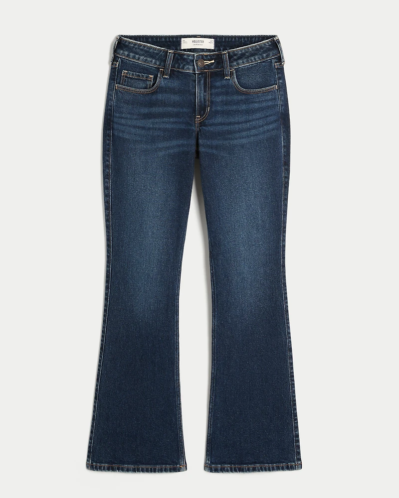 Low-Rise Dark Wash Shine Pockets Bootcut Jeans