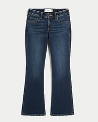 Low-Rise Dark Wash Shine Pockets Bootcut Jeans