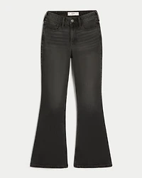 High-Rise Washed Black Flare Jeans