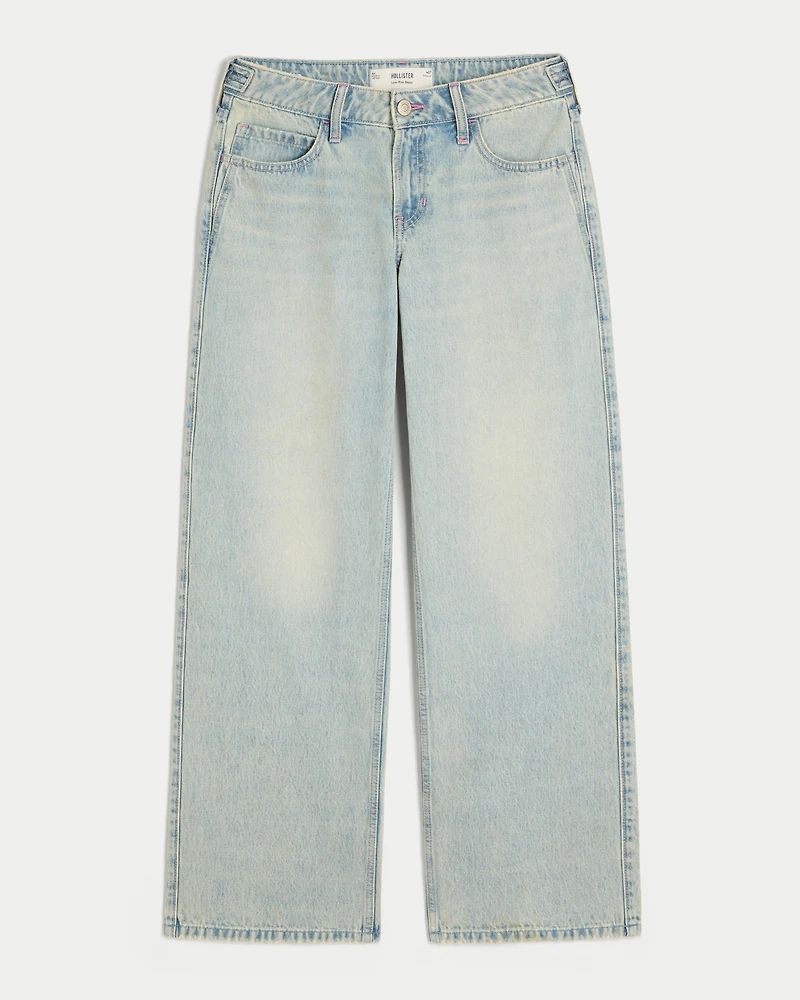 Low-Rise Adjustable Waist Light Wash Baggy Jeans
