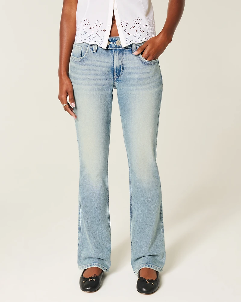 Low-Rise Medium Wash Embroidered Butterfly Boot Jeans