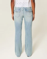 Low-Rise Medium Wash Embroidered Butterfly Boot Jeans