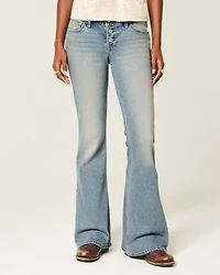 Ultra Low-Rise Medium Wash Flare Jeans