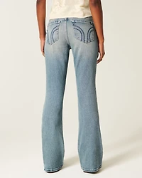 Ultra Low-Rise Medium Wash Flare Jeans
