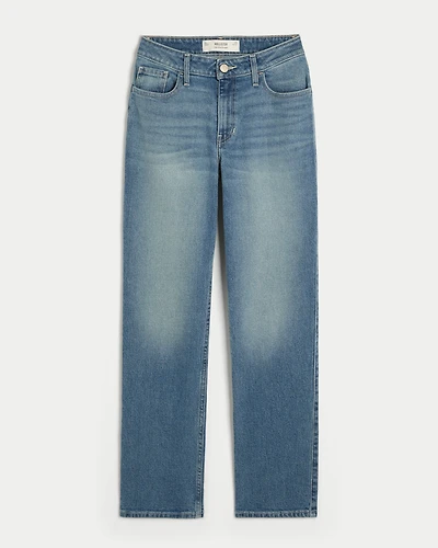 High-Rise Medium Wash Straight Jeans