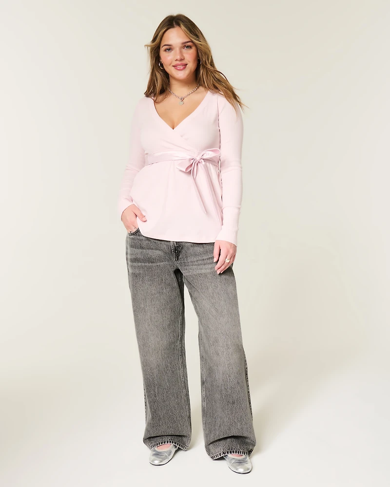 Low-Rise Grey Baggy Jeans