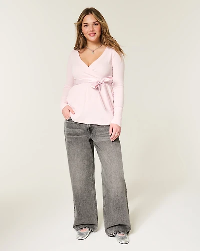 Low-Rise Grey Baggy Jeans