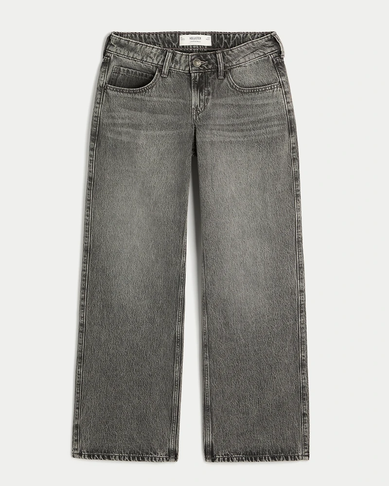 Low-Rise Grey Baggy Jeans