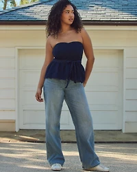 Hollister Andi Adjustable Waist Low-Rise Light Wash Baggy Jeans