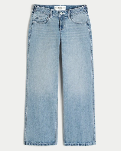 Hollister Andi Adjustable Waist Low-Rise Light Wash Baggy Jeans