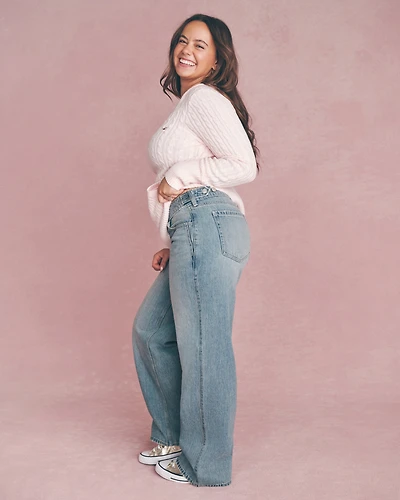 Hollister Andi Adjustable Waist Low-Rise Medium Wash Baggy Jeans