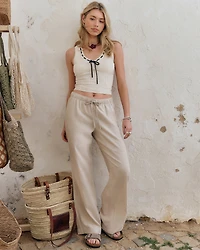 Hollister Ella Adjustable-Rise Pull-On Linen-Blend Pants