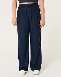 Hollister Livvy Ultra High-Rise Linen Blend Wide-Leg Pants