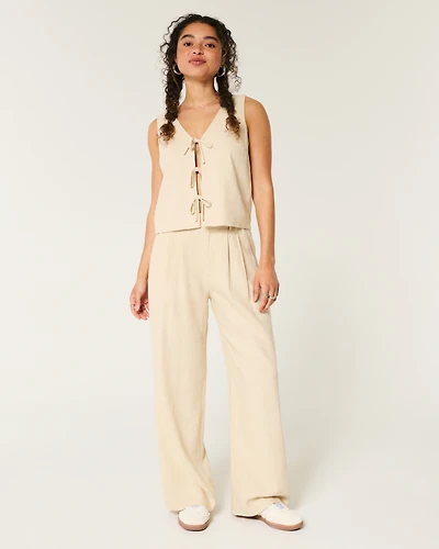 Hollister Livvy Ultra High-Rise Linen-Blend Wide-Leg Pants