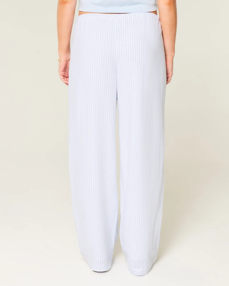 Linen-Blend Baggy Pull-On Pants