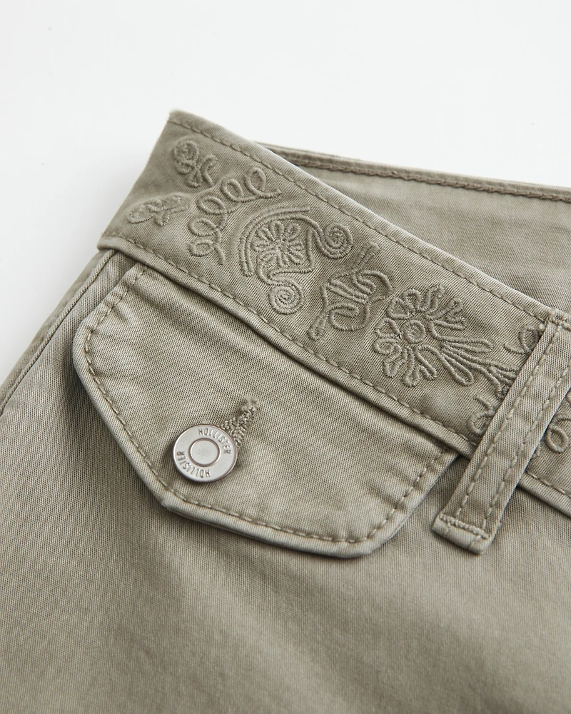 Ultra Low-Rise Embroidered Waist Flare Pants