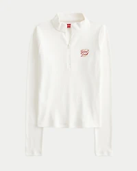 Ribbed Lunar New Year Graphic Half-Zip Top