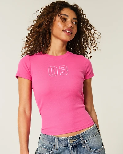 Ribbed Number Graphic Baby Tee