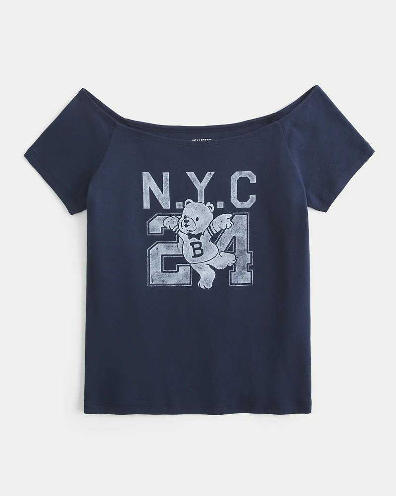 Off-the-Shoulder NYC Graphic Tee