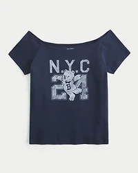 Off-the-Shoulder NYC Graphic Tee