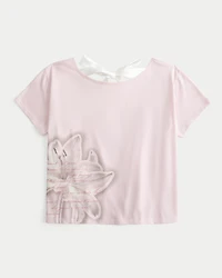 Easy Ribbon Tie-Back Floral Graphic Tee