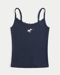 Lace Trim Dog Graphic Tank