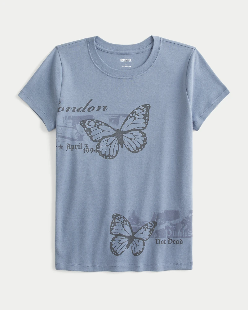 London Butterfly Graphic Baby Tee