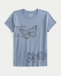 London Butterfly Graphic Baby Tee