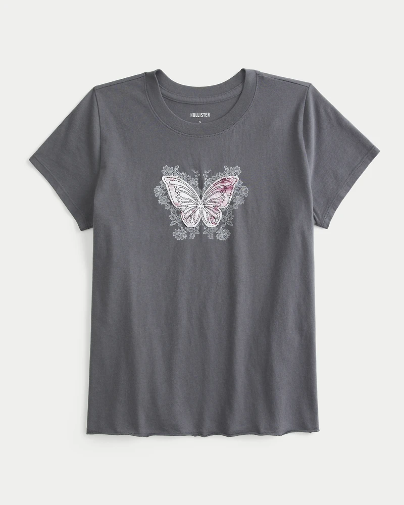 Easy Body-Skimming Butterfly Graphic Tee