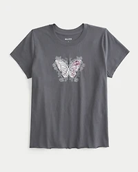 Easy Body-Skimming Butterfly Graphic Tee