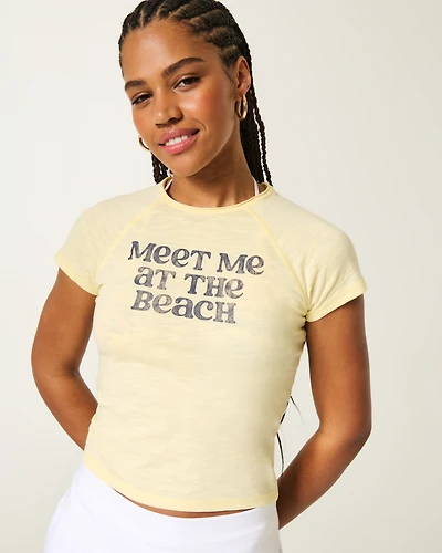 Meet Me at the Beach Graphic Slub Baby Tee