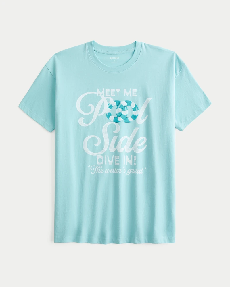 Oversized Meet Me Poolside Graphic Tee