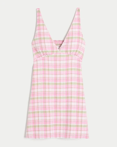 Linen-Blend A-Line Mini Dress