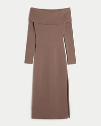 Off-the-Shoulder Midi Sweater Dress
