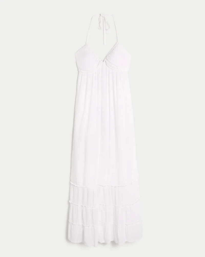 Open Back Halter Maxi Dress