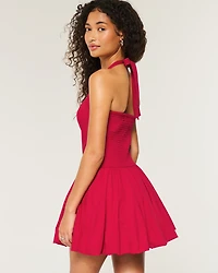 Halter Mini Bubble Skort Dress