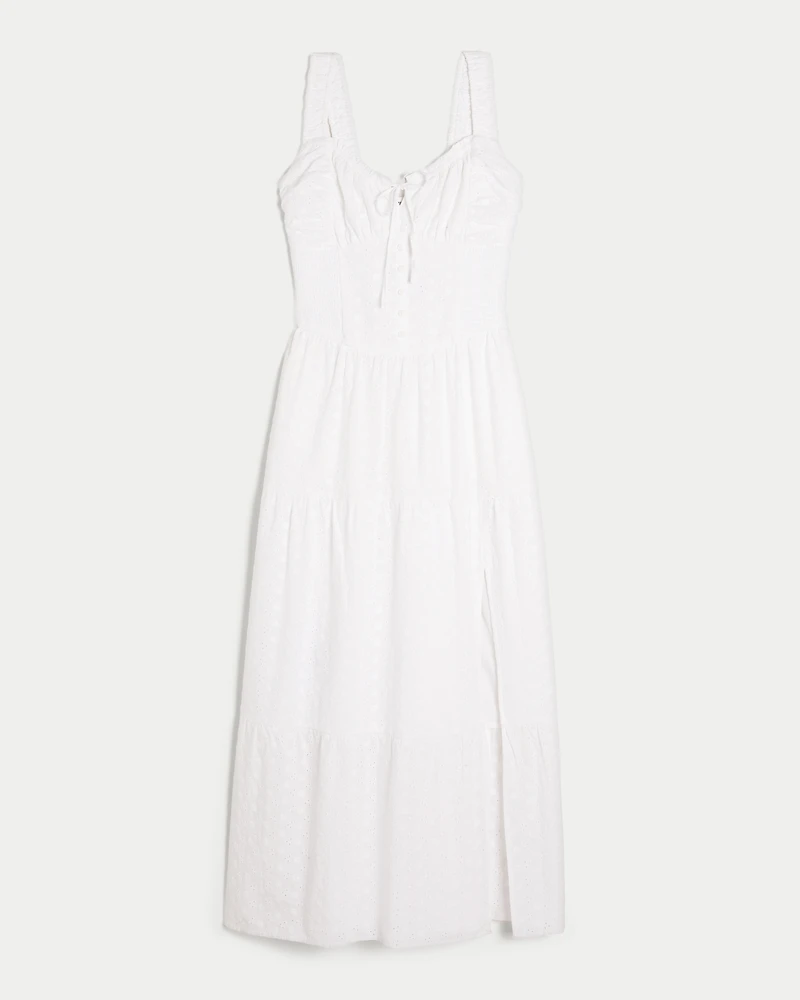 Hollister Sofia Side-Smocked Eyelet Maxi Dress
